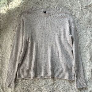 Something Navy Wool Blend Ribbed Knit Cream Speckled Crewneck Sweater